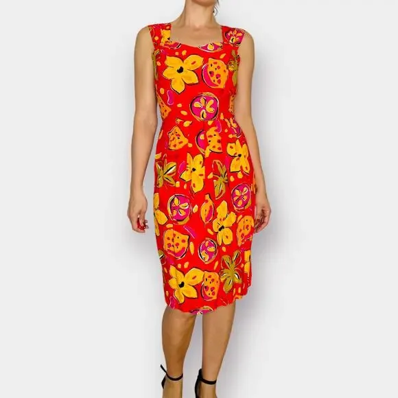 90s R.J. Stevens Orange and Yellow Dress - Picture 4 of 6